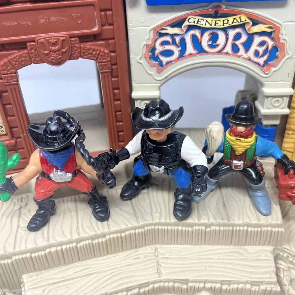 Fisher Price Great Adventures Cowboy Wild Western Stagecoach Town Cannon Figures